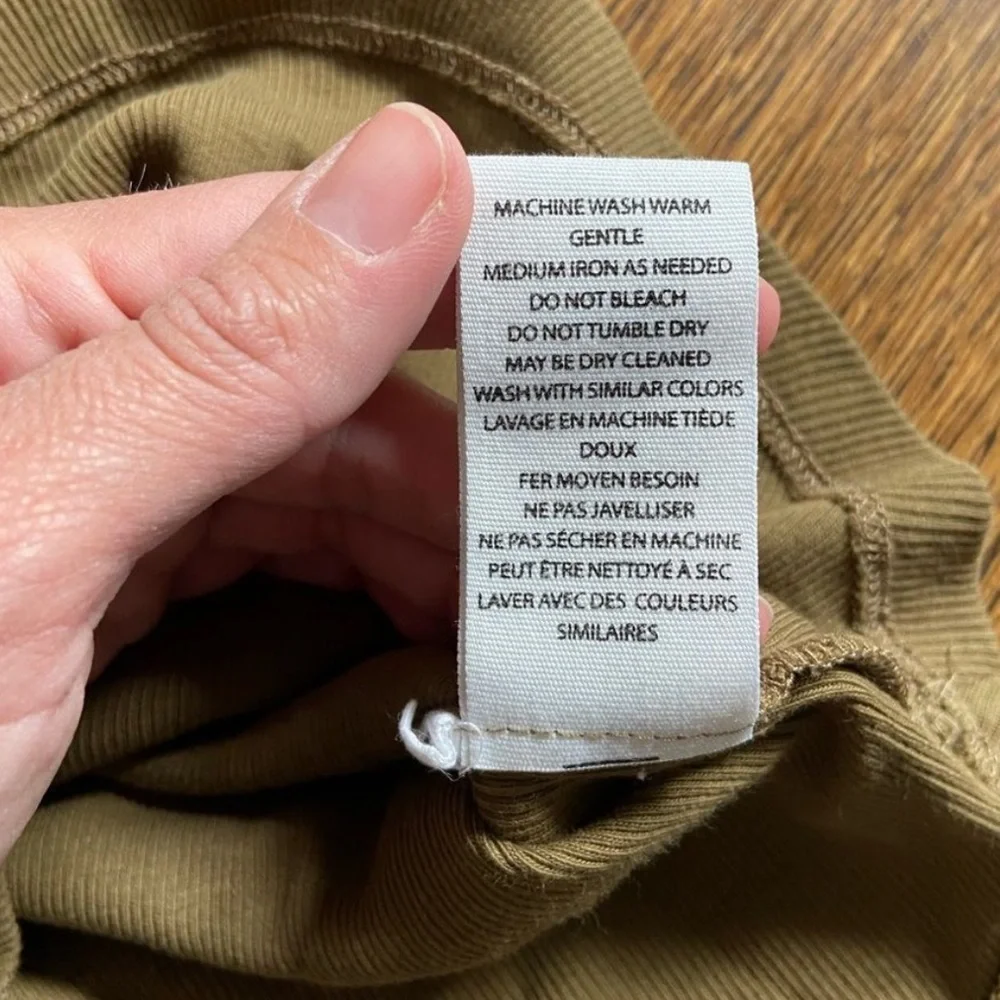 ULLA JOHNSON Bailey Tank olive Green Shoulder Tie Ribbed Top Womens XL - Picture 7 of 7